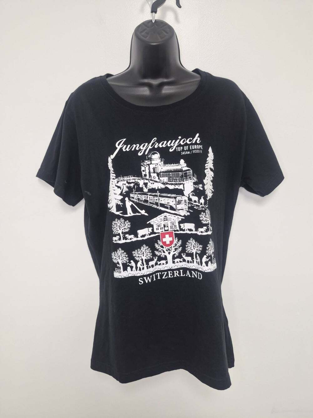 Jungfraujoch Top of Europe Switzlerland T-shirt Unisex Black sz XL